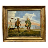 Hunting return oil on canvas 19th century