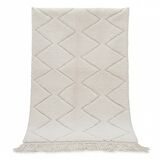 Small white Moroccan rug with diamond pattern