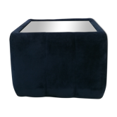 Table basse en velours, plateau miroir