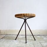 Tabouret vintage en rotin par Dirk van Sliedregt pour Rohé Noordwolde
