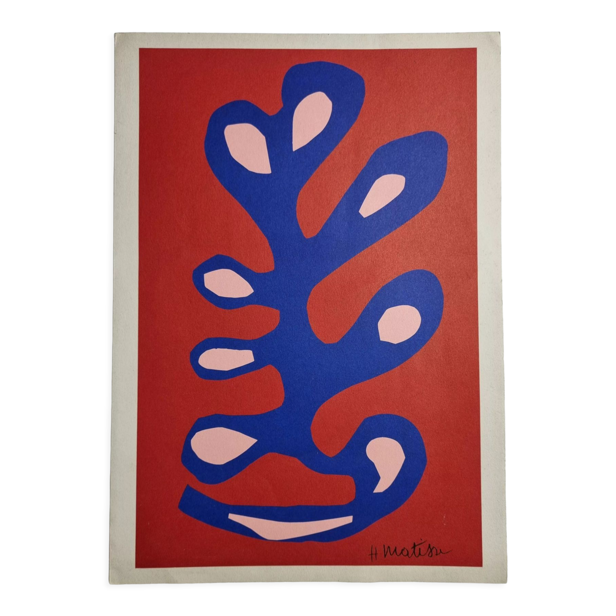 Palme bleue sur fond rouge, Canson 1981, 29 cm
