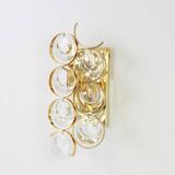 Golden brass and crystal wall light by Palwa, Germany, 1960s