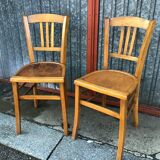 Lot de 2 chaises de bistrot bois 1950