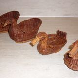 Mini baskets hens and ducks in rattan