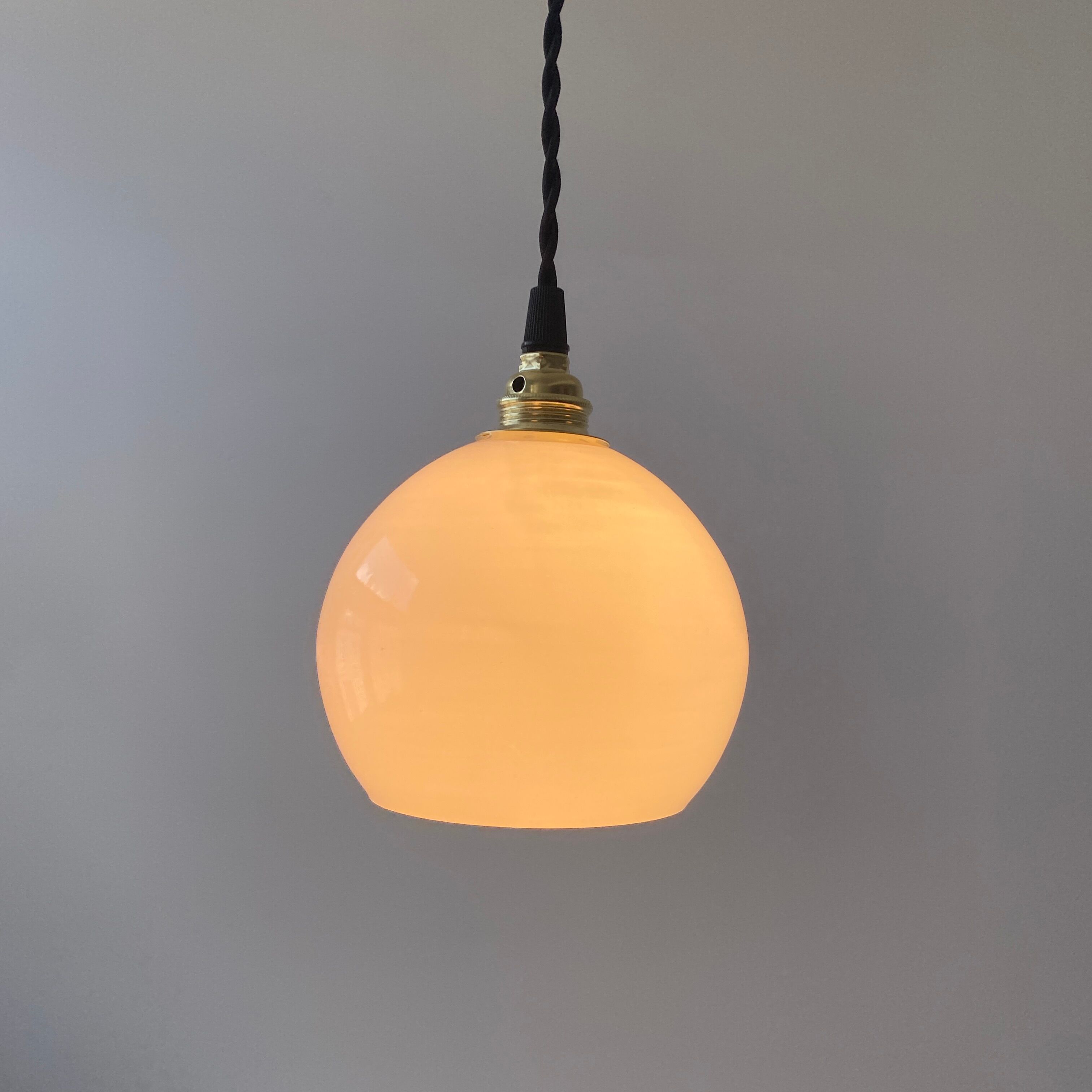 Pair of old opaline pendant lamps 10 cm vintage