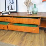 Scandinavian low teak and metal sideboard