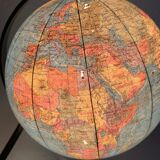 Vintage 1972 globe, terrestrial world map, glass, tripod - 22 cm