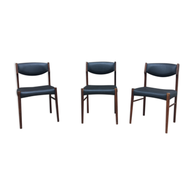 Série de 3 chaises Scandinave de Chrobat S pour Sax en Palissandre de Rio