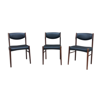 Série de 3 chaises Scandinave de Chrobat S pour Sax en Palissandre de Rio