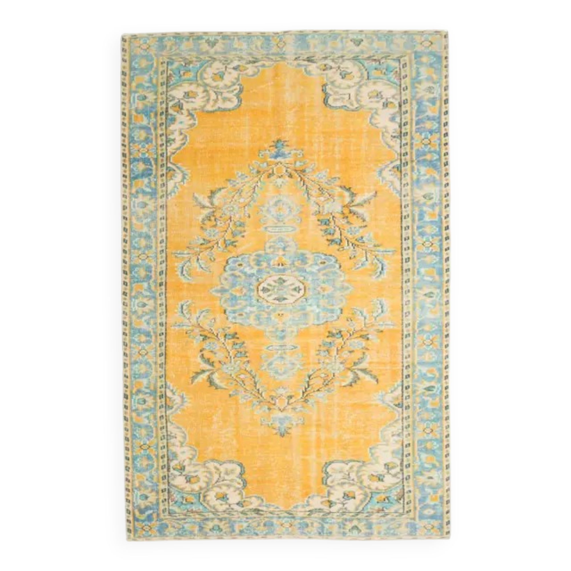 1970s Vintage Turkish Hand-Knotted Wool Cotton Brown Area Rug 176x274