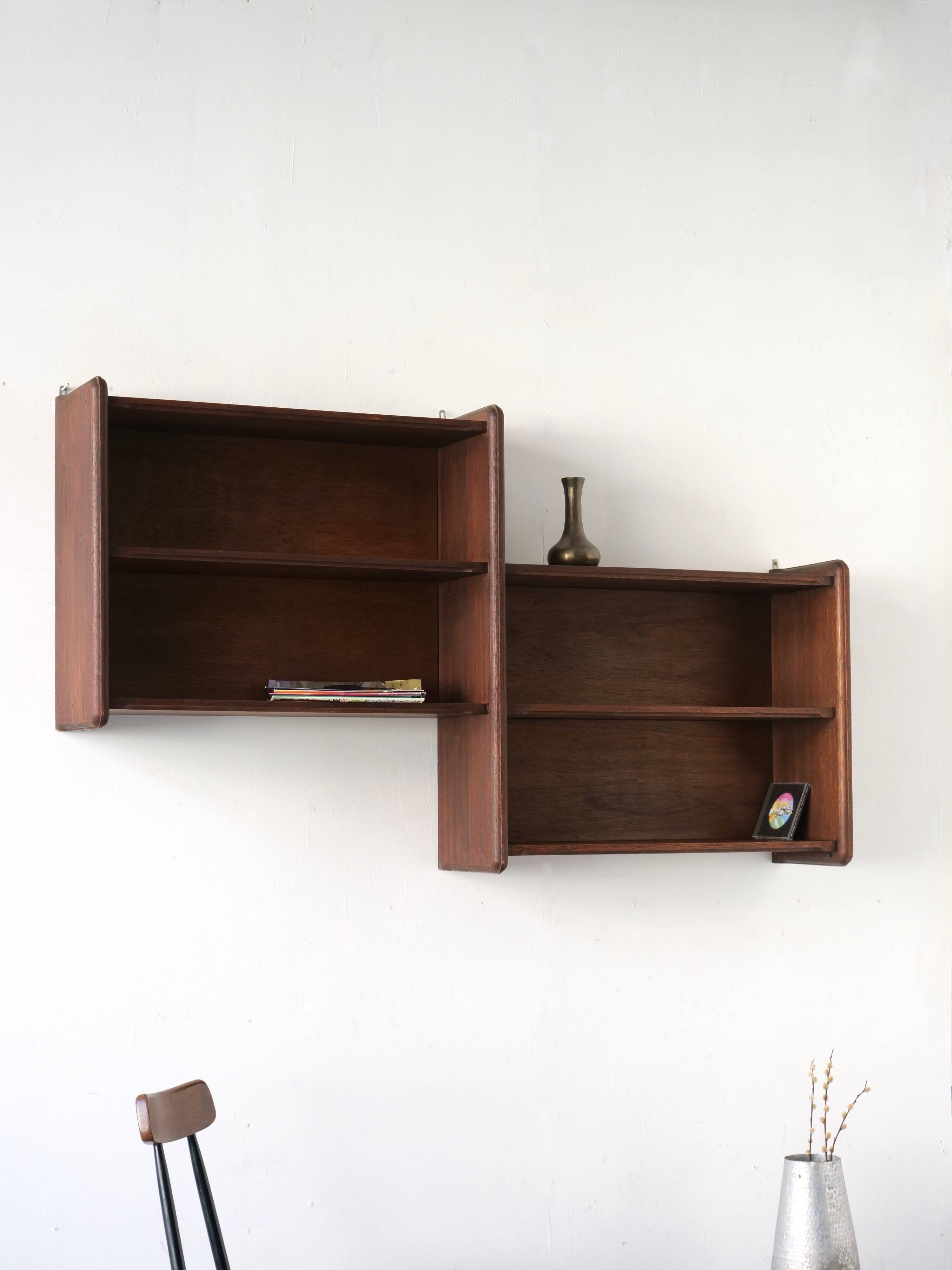 Art deco wall shelf in solid wood