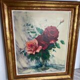 Oil on canvas, F Rembert, still life with roses