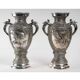 Pair of Silver Metal Vases, Asia