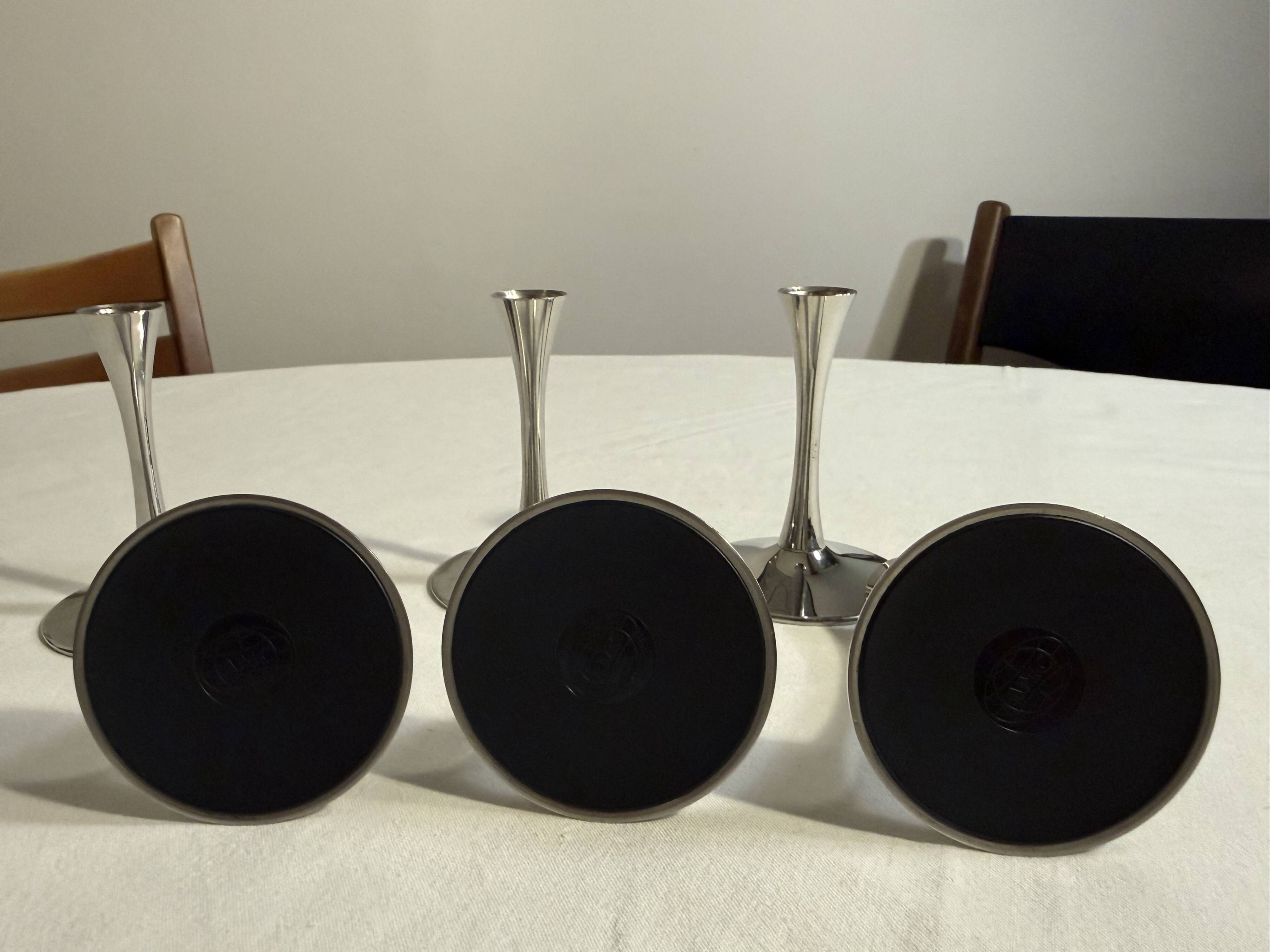 Set of 6 metal candle holders AMC vintage Space Age style