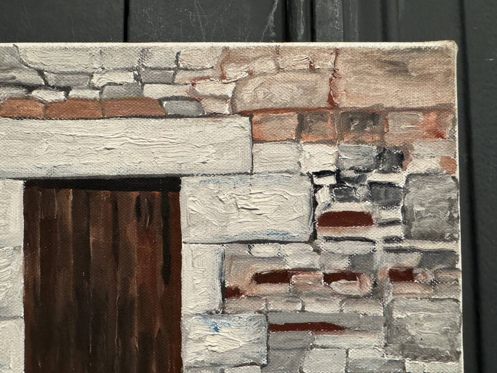 Oil on canvas by Claude Claveau The Old Wall Meadow Enpail 1992