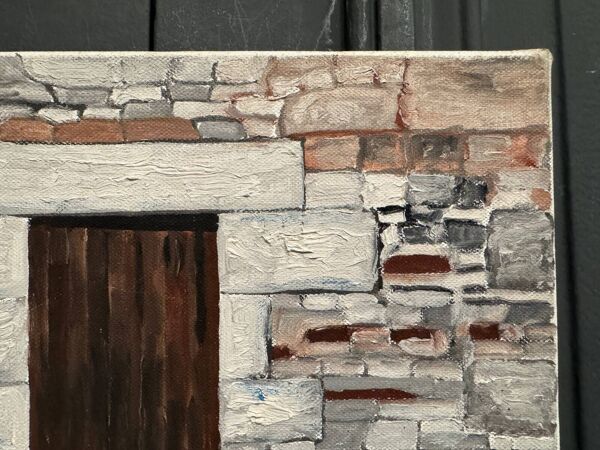 Huile sur toile par Claude Claveau Le Vieux Mur Pré Enpail 1992