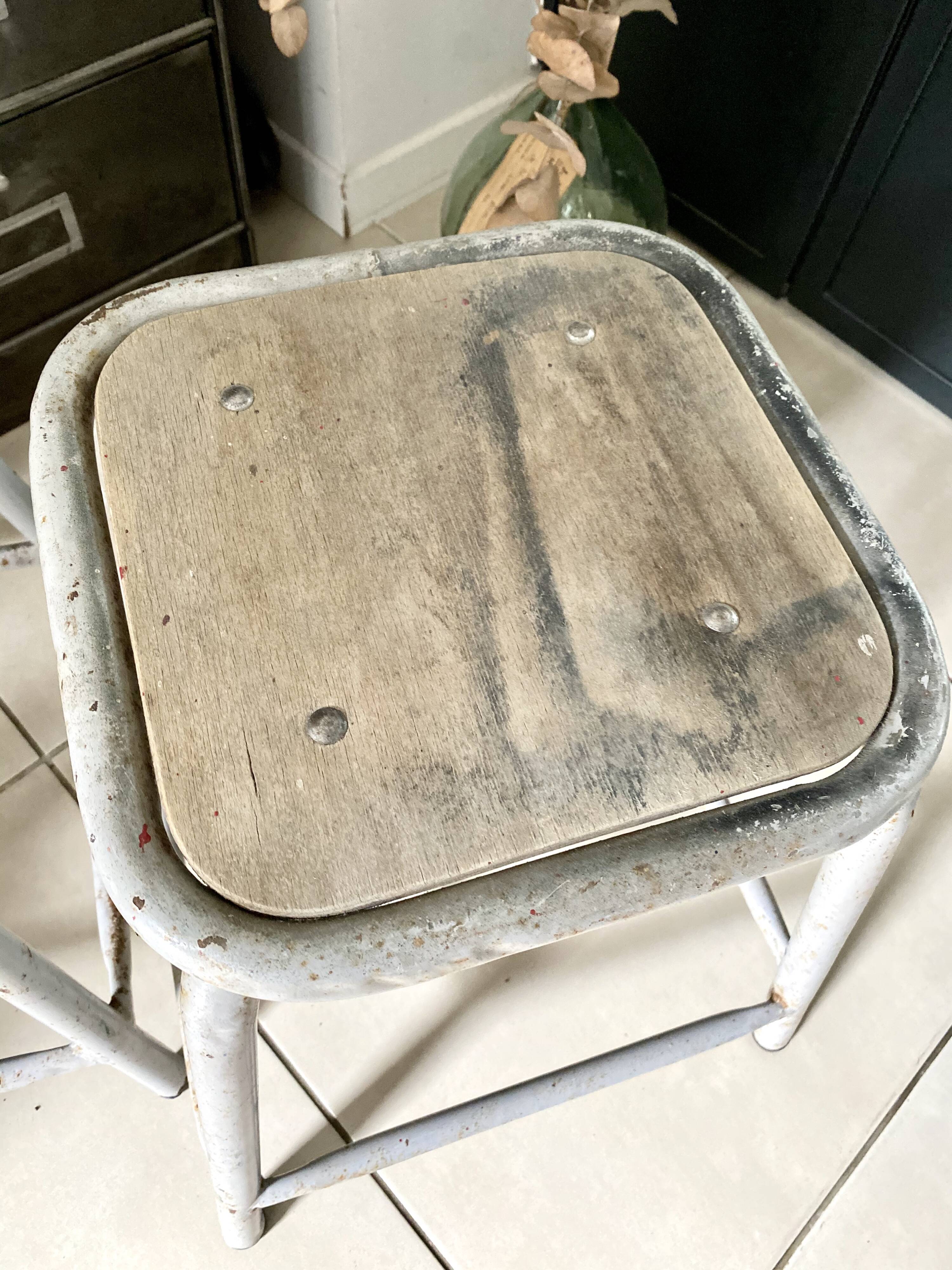 Pair of industrial workshop stools