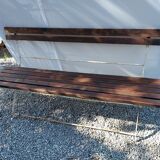Banc de jardin pliant en fer forgé et bois