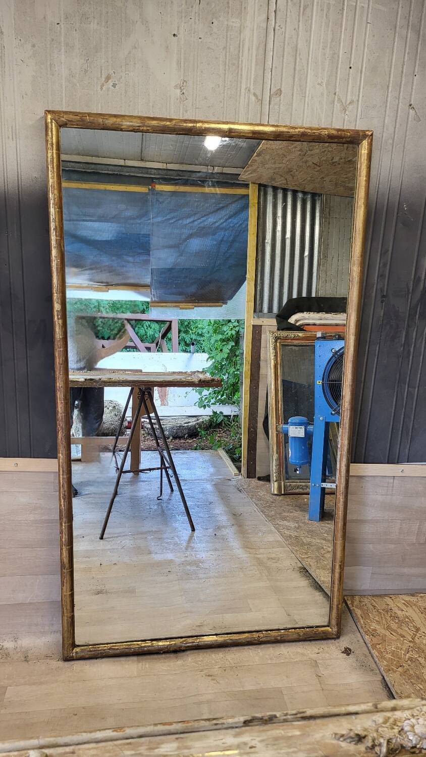 Restored antique gilded mirror – large format