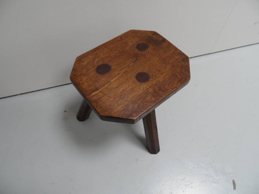 Antique oak milk stool