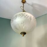 Regency glas pendant with ornate brass crown