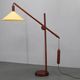 1970s Scandinavian counterbalance pine floor lamp, new paper shade