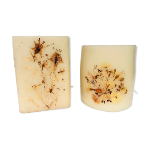 Paire lampes en cire, herbier,