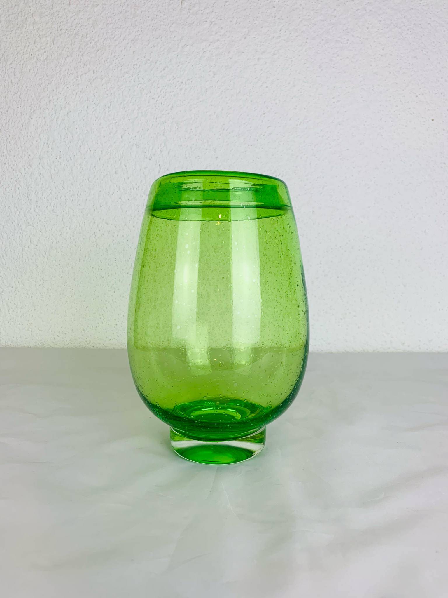Vintage green bubble glass vase