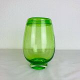 Vintage green bubble glass vase