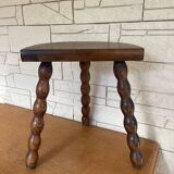 Low tripod stool with turned legs