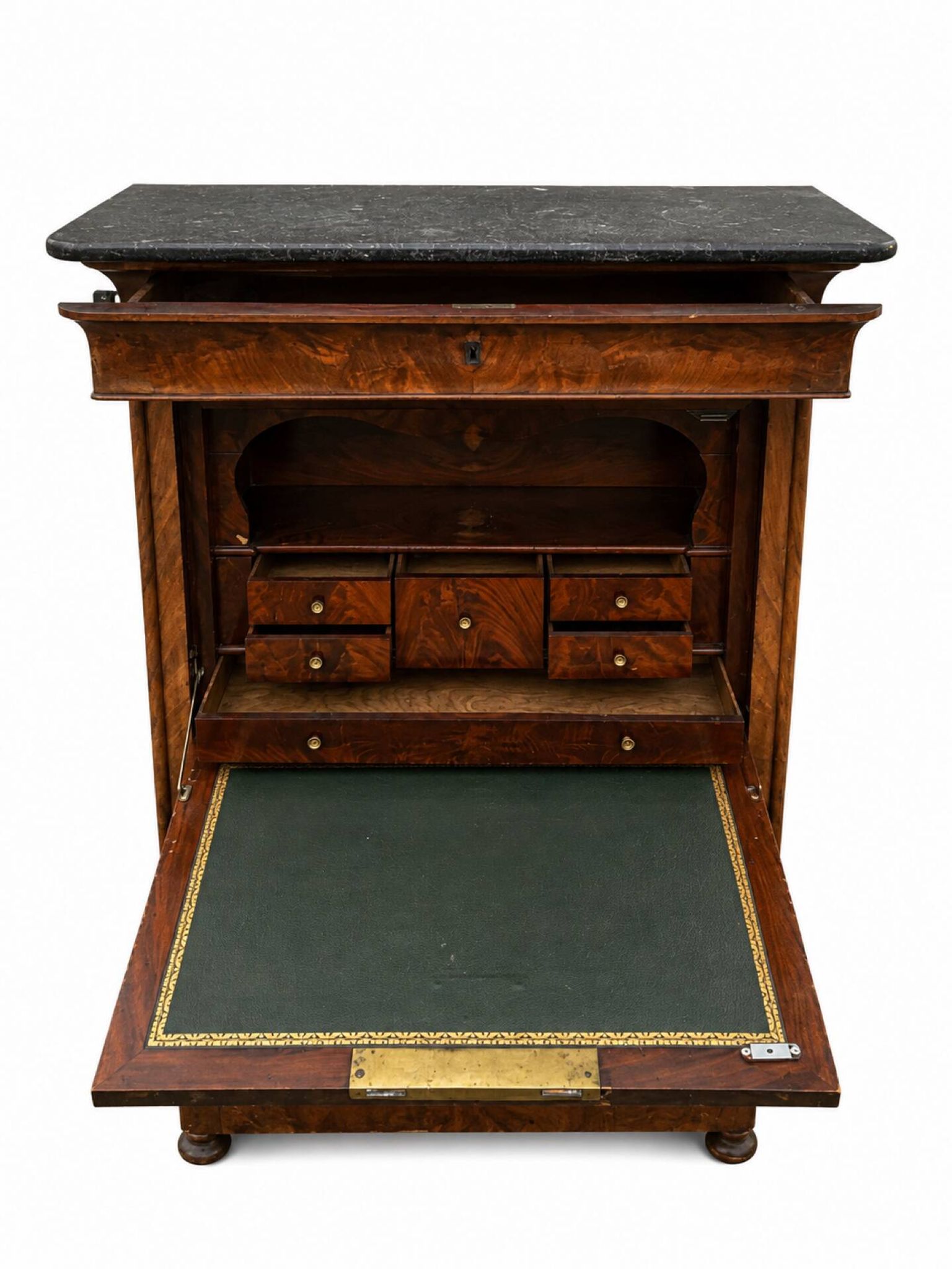 Flamed Mahogany Secretary - Louis-Philippe Period, 19th Century