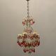 Vintage italian murano glass crystal macaroni beaded chandelier, 1950s