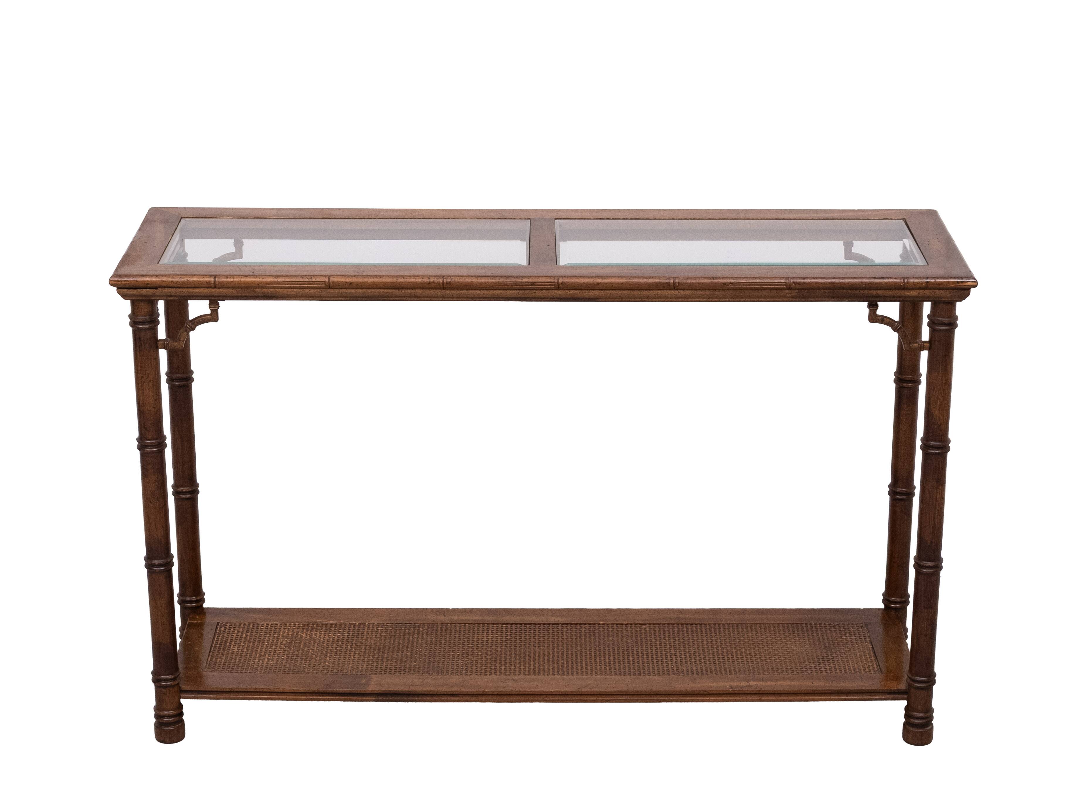 Console Table faux bamboo Chinese Chippendale 1970s