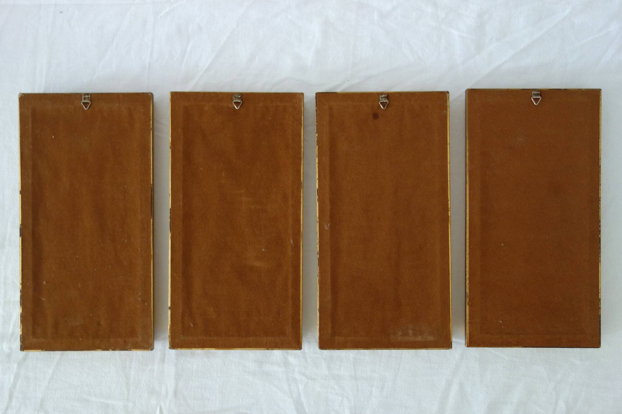 Set of 4 vintage plant botanical lithograph paintings