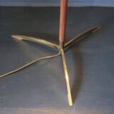 Danish teak floor lamp with brass tripod foot, 1960s