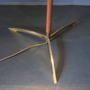 Danish teak floor lamp with brass tripod foot, 1960s