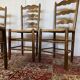 Set of 4 vintage wooden and straw chairs