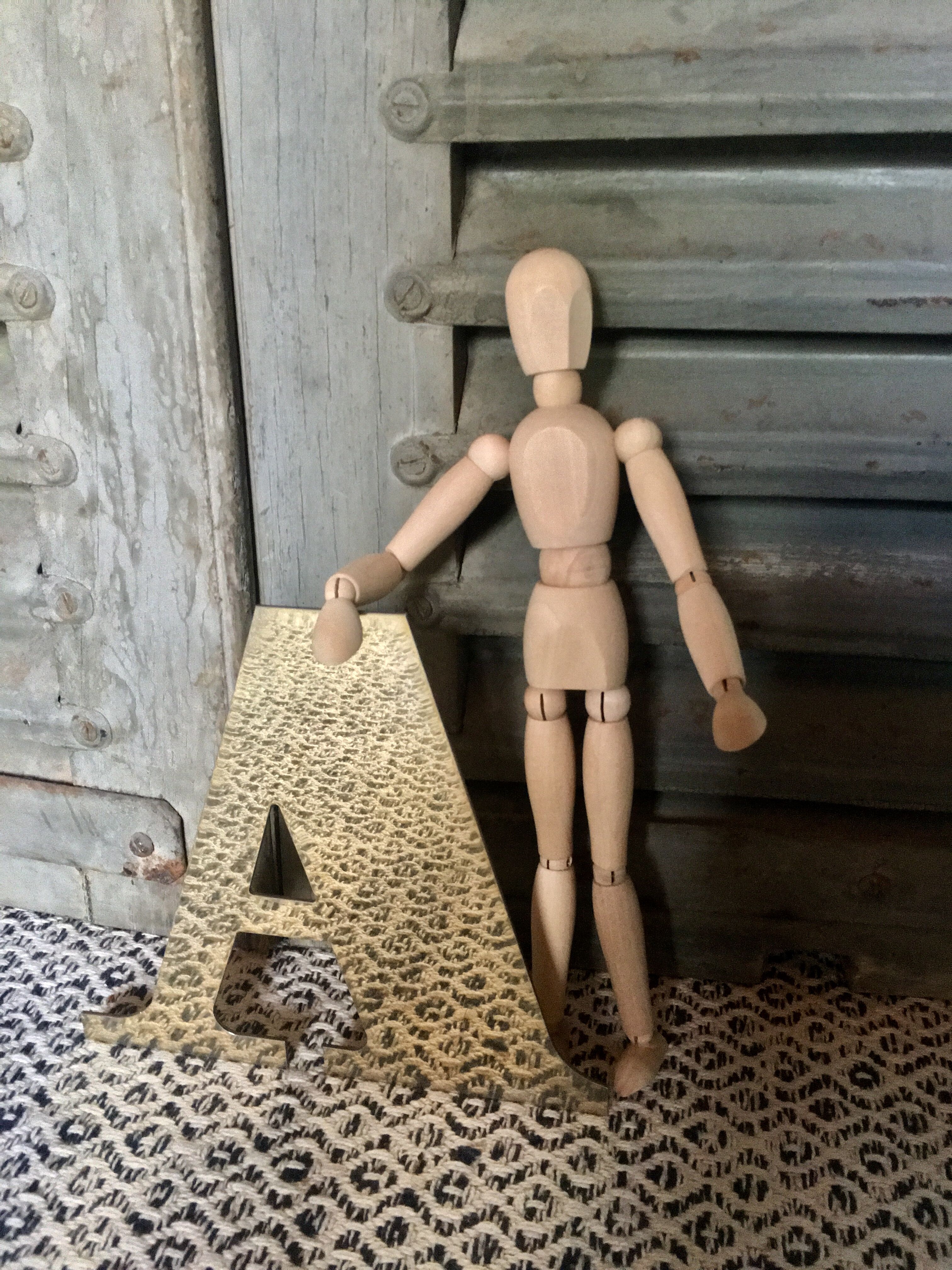 Golden brass sign vintage letter