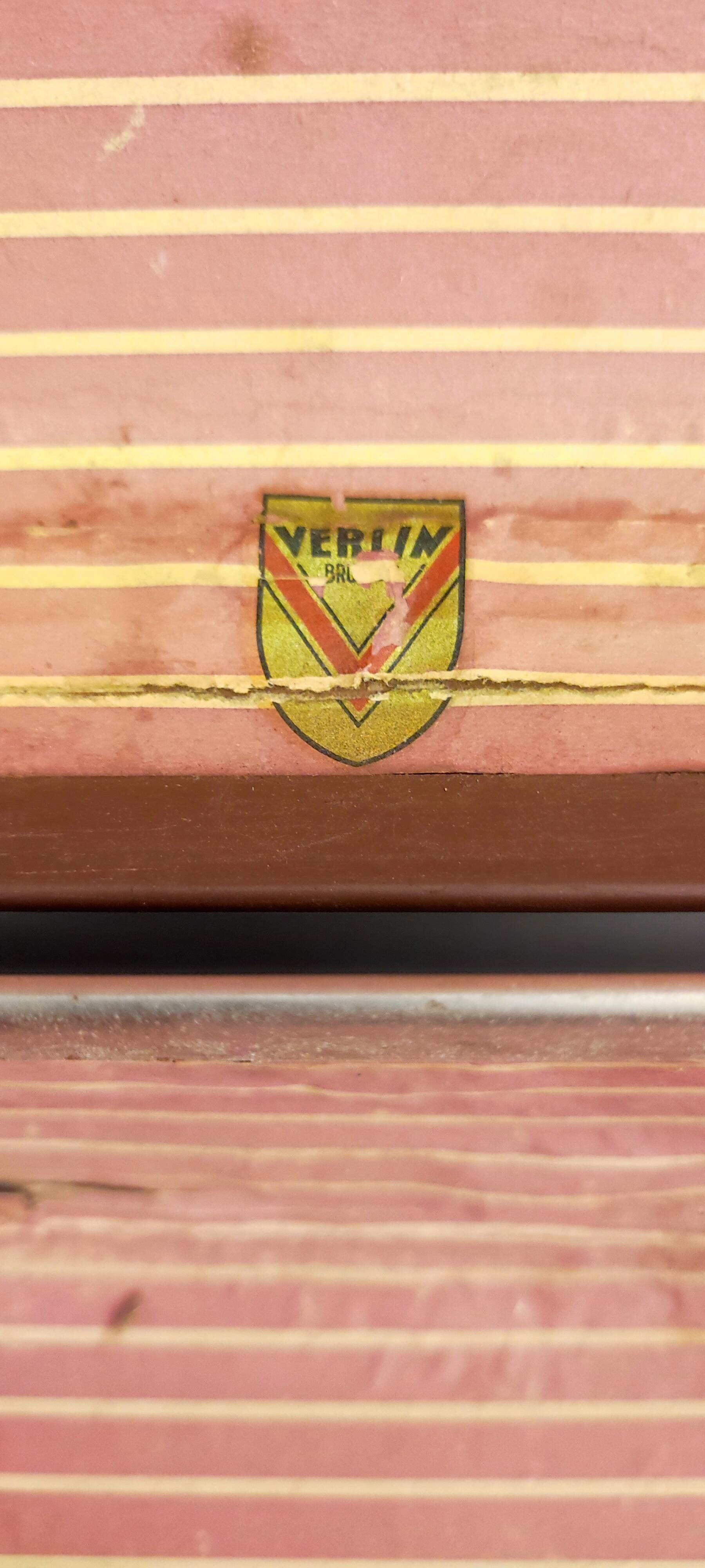 Old suitcase in vulcanized fibers & bakelite "Verlin" 1960