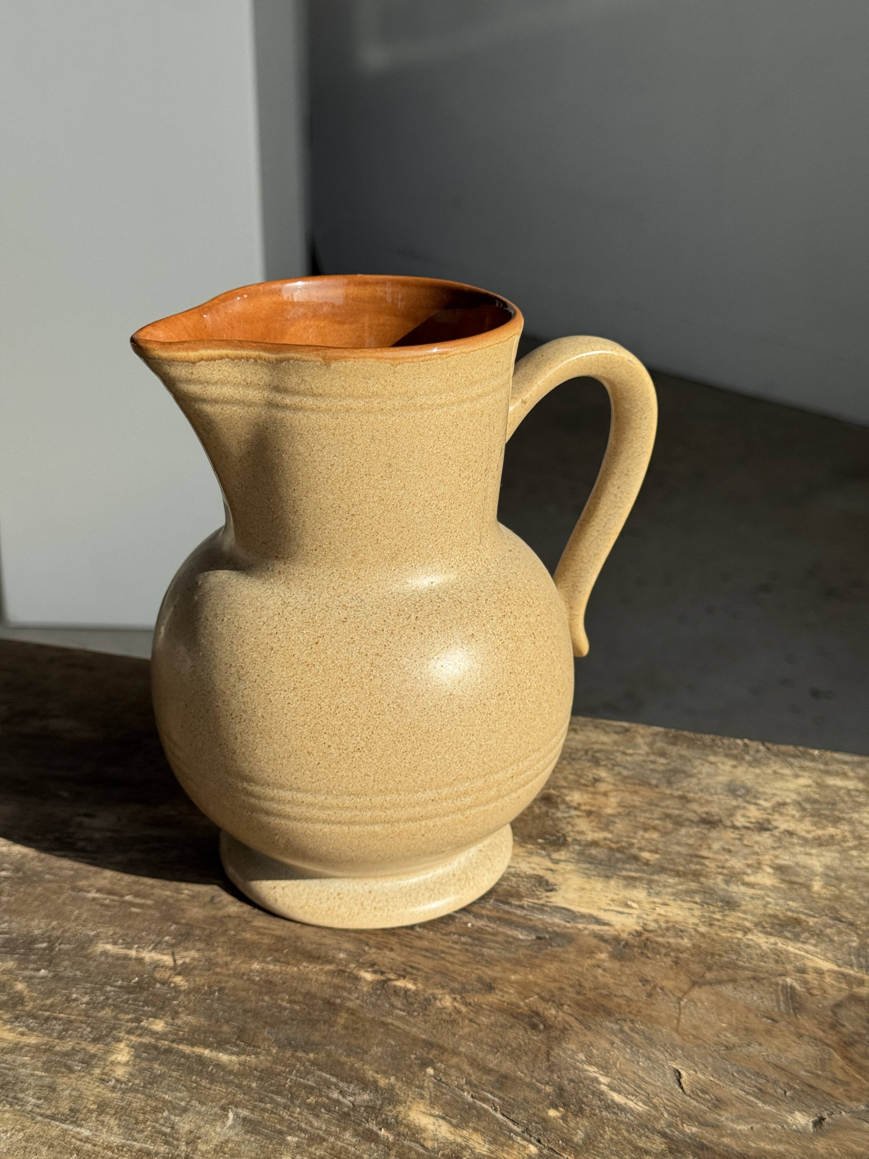 Vintage stoneware round carafe