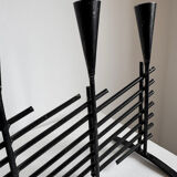 Vintage brutalist candelabrum in black metal