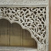 Large antique Anglo-Indian library in carved solid wood with original paint.