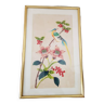 Estampe japonaise sur papier dessin d'oiseau et de fleurs