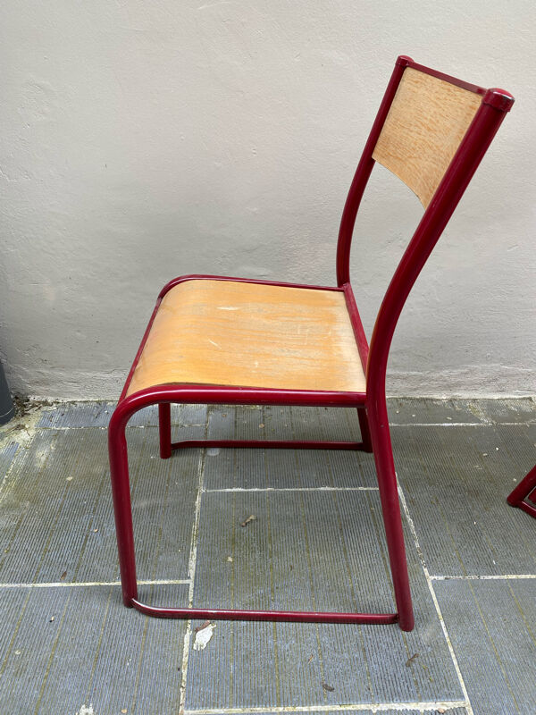 Chaises vintage d’écolier métal et bois taille adulte