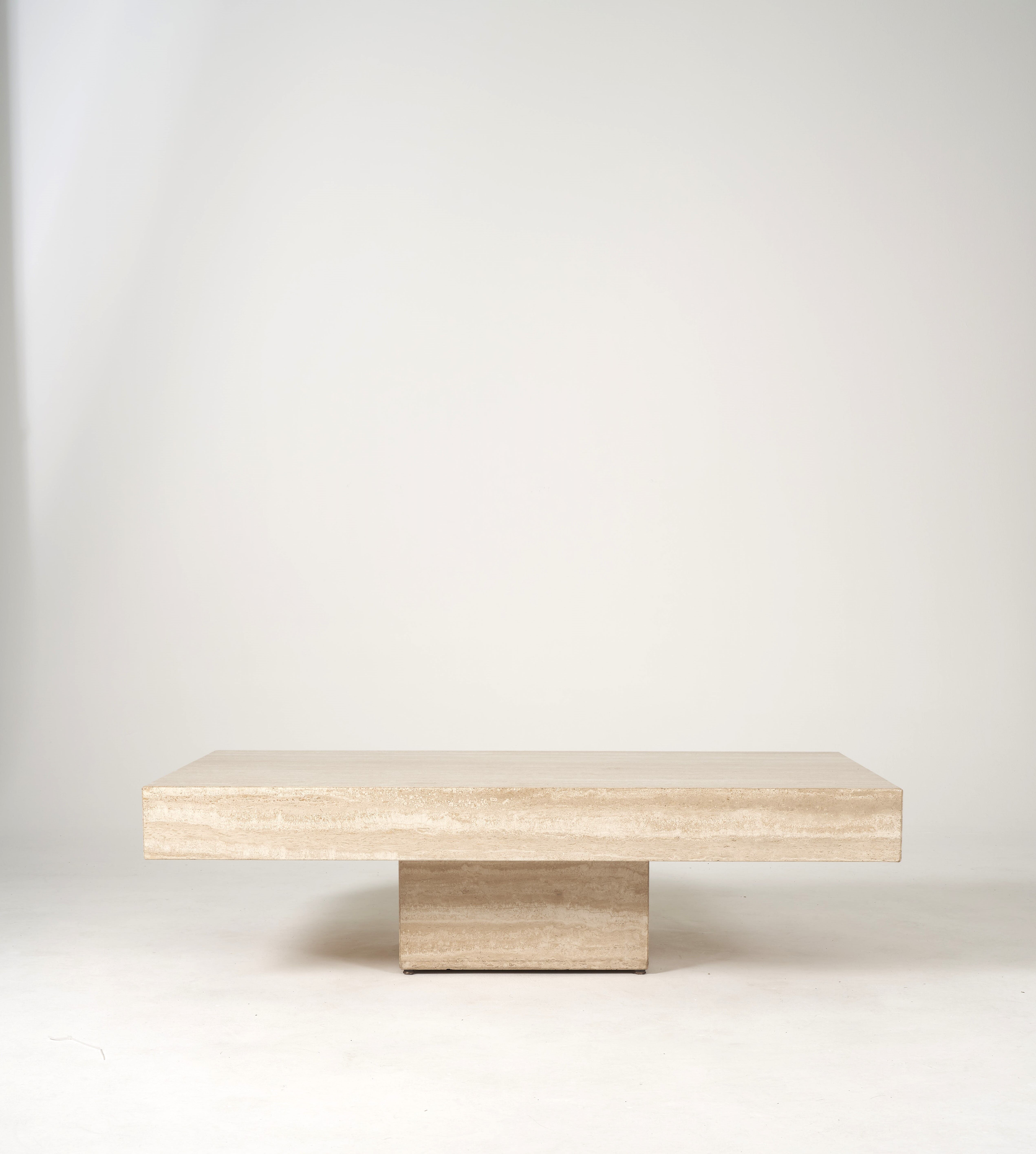Vintage Italian coffee table in travertine, 1980s