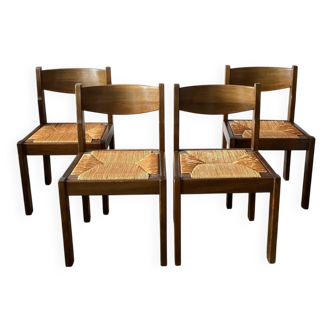 4 Regain elm straw chairs