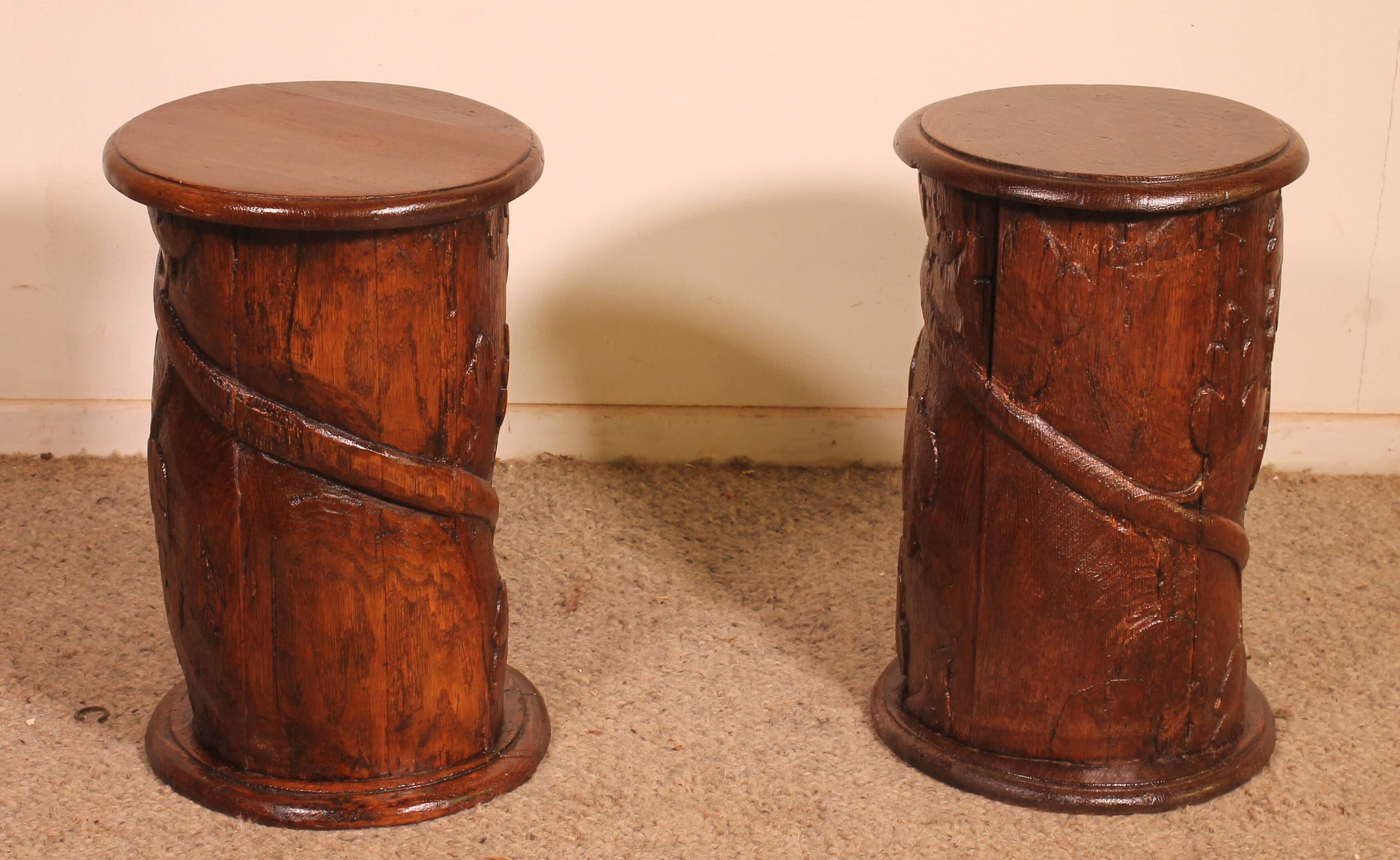 pair of 17th century oak bedside tables or sofa ends