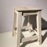 White patinated wooden workshop stool