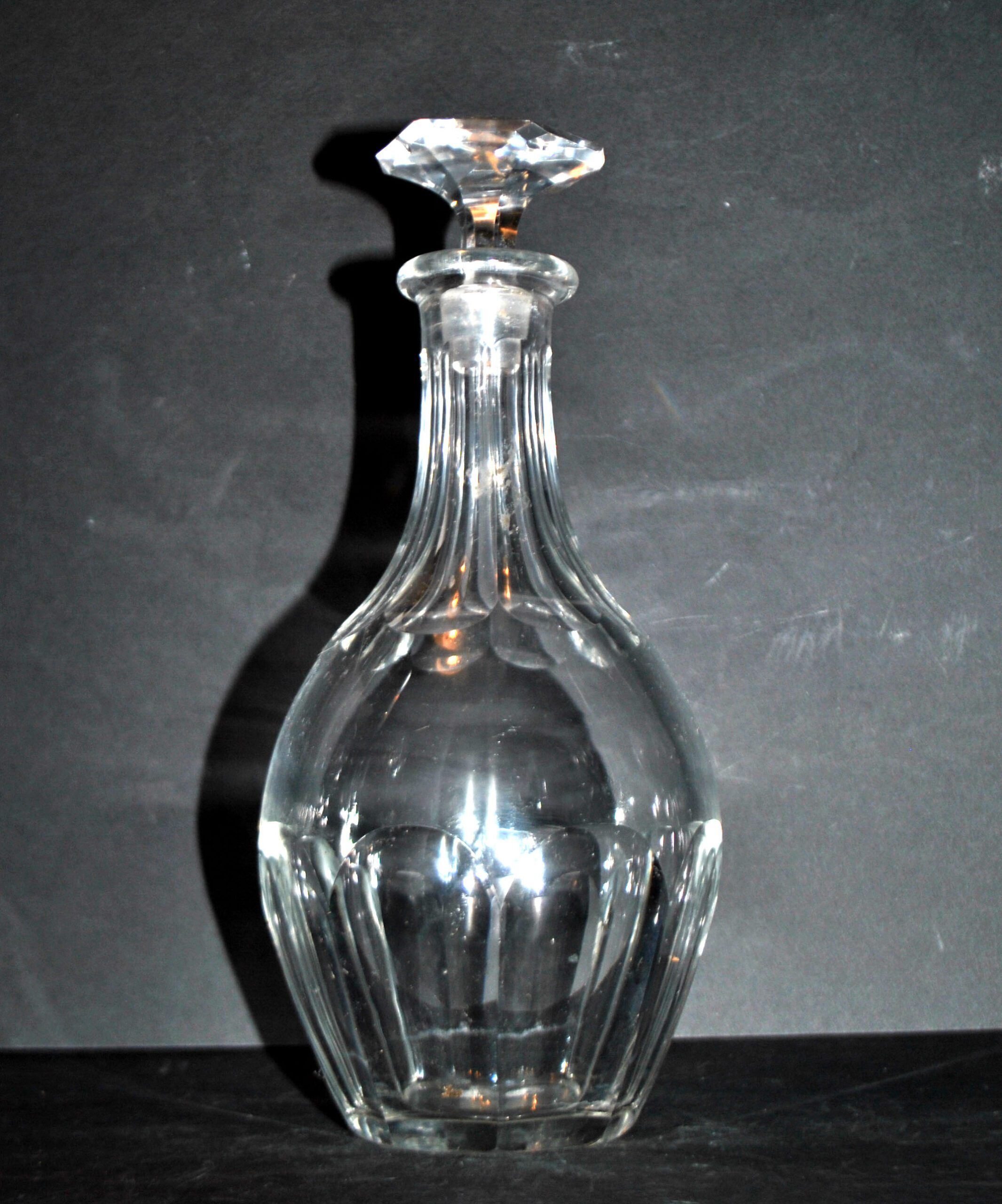 Antique Malmaison Harcourt flat-cut crystal decanter 21cm