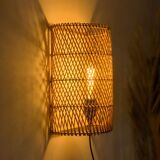 Natural rattan wall light